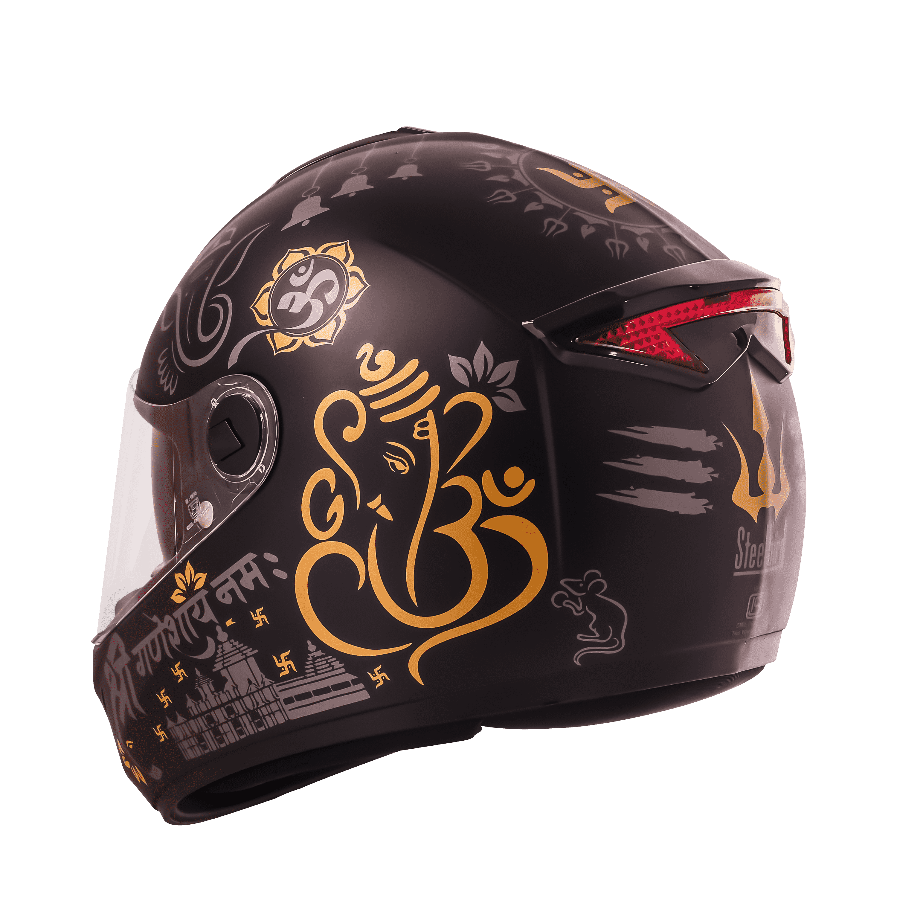 SBH-34 ISS REFLECTIVE SHREE GANESHA GLOSSY BLACK WITH GOLD